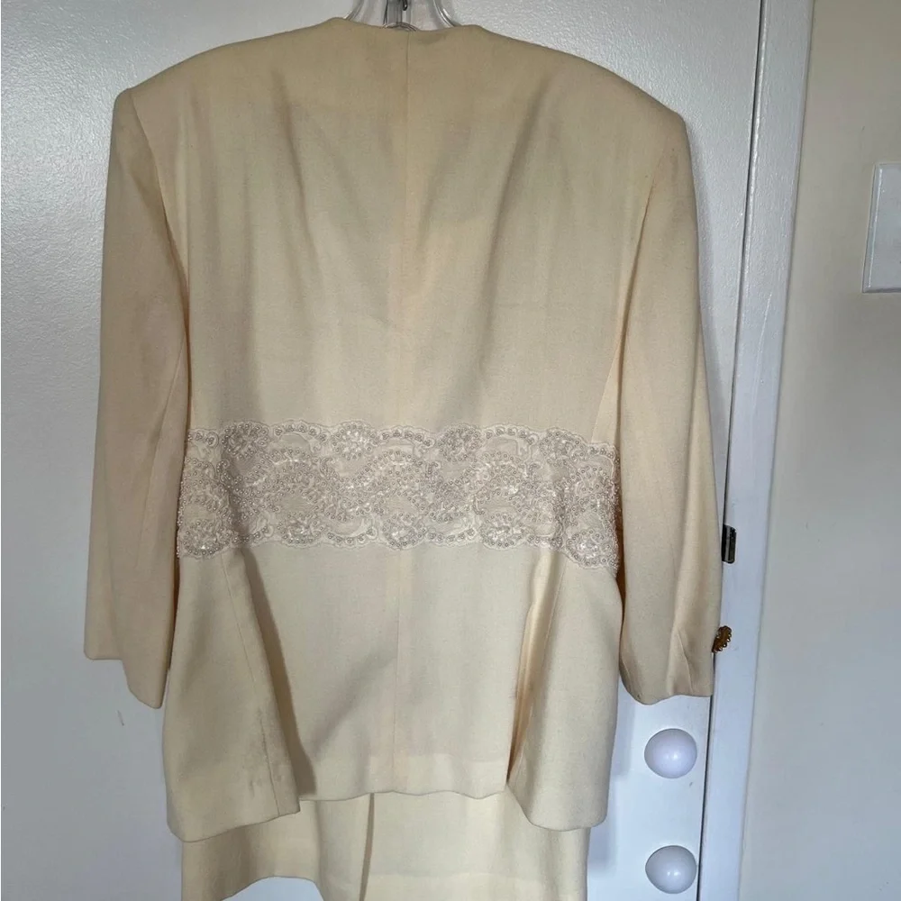 Dior Women's Cream Blazer with Skirt Gold Accents